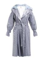 Matchesfashion.com Shrimps - Gingham Pvc Trench Coat - Womens - Black White