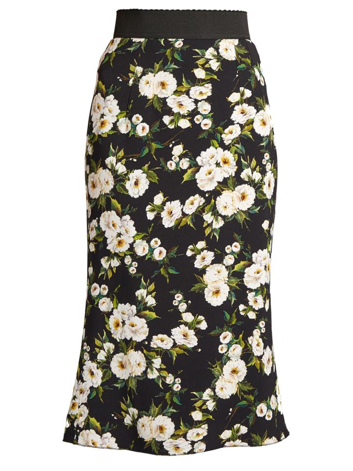 Dolce & Gabbana Floral-print High-rise Cady Skirt