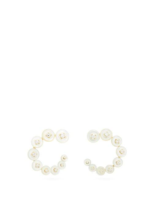Matchesfashion.com Fernando Jorge - Surrounding Diamond, Pearl & 18kt Gold Earrings - Womens - Pearl