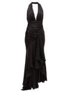 Matchesfashion.com Alexandre Vauthier - Ruched Silk-blend Satin Gown - Womens - Black