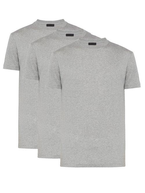 Matchesfashion.com Prada - Pack Of 3 Cotton Crew Neck T Shirts - Mens - Grey
