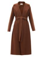 Matchesfashion.com The Row - Malika Belted Double-faced Wool-blend Coat - Womens - Brown