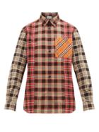 Matchesfashion.com Burberry - Contrast Panelled Nova Check Cotton Poplin Shirt - Mens - Beige Multi