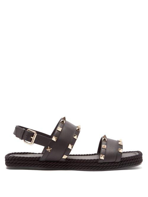 Matchesfashion.com Valentino - Rockstud Torchon Leather Sandals - Womens - Black