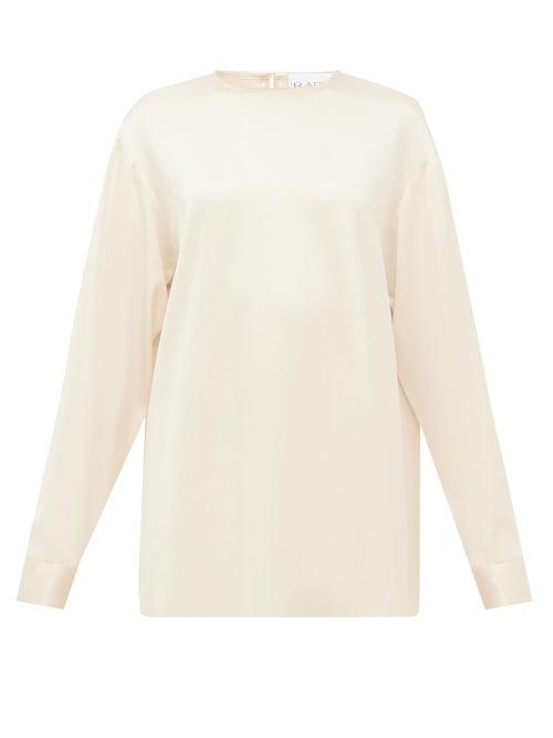Matchesfashion.com Raey - Long-sleeved Silk-satin Blouse - Womens - Cream