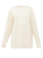 Matchesfashion.com Raey - Long-sleeved Silk-satin Blouse - Womens - Cream
