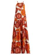 Matchesfashion.com Dodo Bar Or - Dorothy Floral Print Tiered Cotton Maxi Dress - Womens - Orange Print