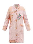 Matchesfashion.com By Walid - Clara Embroidered 1920s-linen Coat - Womens - Pink