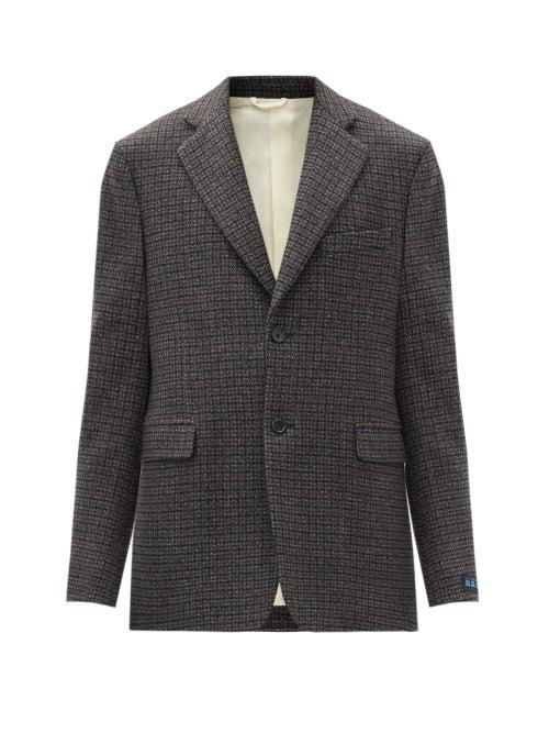 Matchesfashion.com Raf Simons - Oversized Checked Wool-blend Blazer - Womens - Black Brown