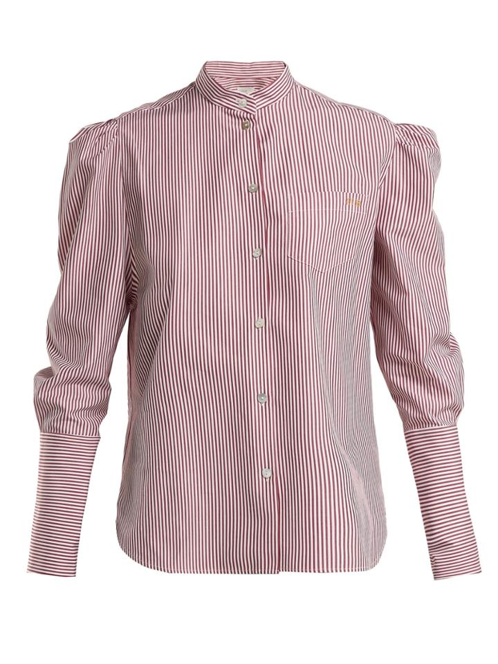 Hillier Bartley Puffed-sleeve Striped Cotton Shirt