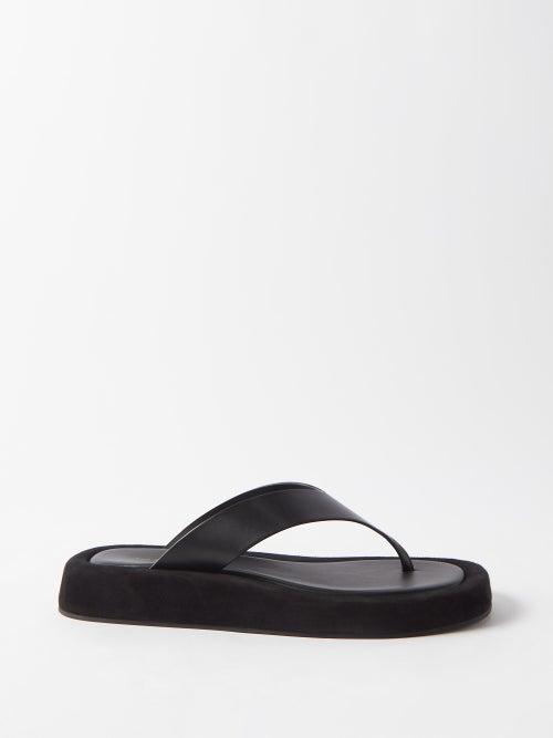The Row - Ginza Leather And Suede Sandals - Womens - Black White