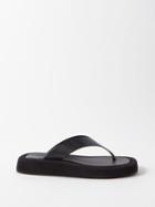 The Row - Ginza Leather And Suede Sandals - Womens - Black White