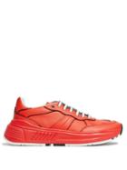 Matchesfashion.com Bottega Veneta - Exaggerated Sole Leather Low Top Trainers - Womens - Red