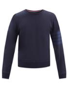 Matchesfashion.com Thom Browne - Four-bar Intarsia-stripe Cotton-jersey Sweatshirt - Mens - Navy