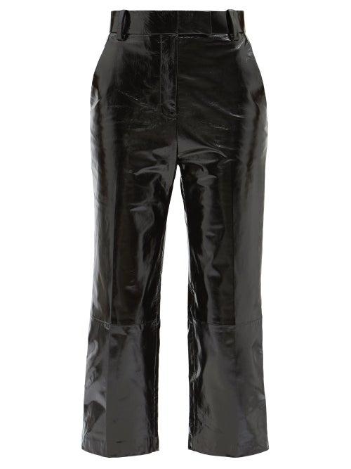Khaite - Melie Patent-leather Straight-leg Trousers - Womens - Black
