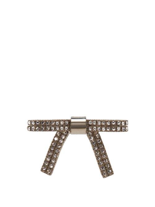 Matchesfashion.com Miu Miu - Bow Crystal Embellished Brooch - Womens - Crystal
