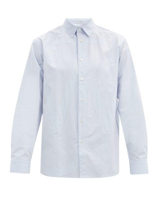 Matchesfashion.com Jw Anderson - Logo-appliqu Cotton-poplin Shirt - Mens - Blue