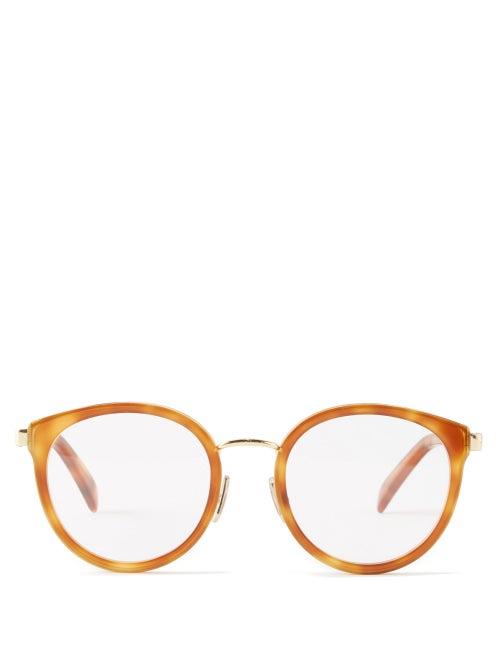 Celine Eyewear - Round Acetate Glasses - Womens - Light Brown