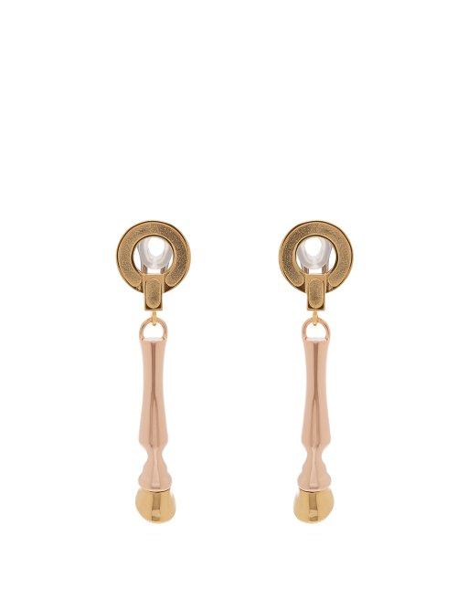 Matchesfashion.com Burberry - Horse Leg Drop Earrings - Womens - Gold