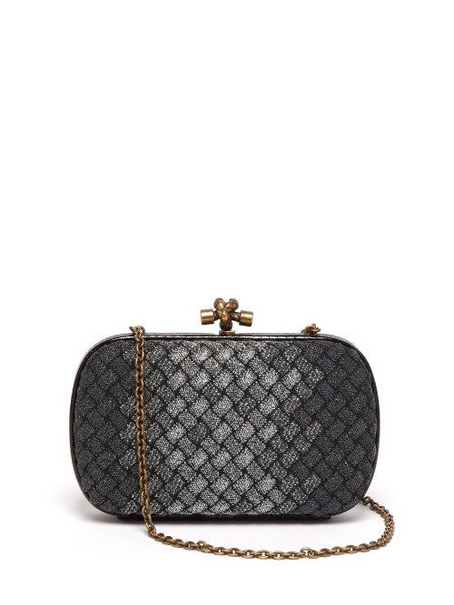 Matchesfashion.com Bottega Veneta - Knot Metallic Clutch - Womens - Silver Multi