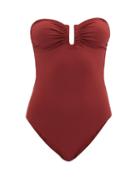 Eres - Cassiope Strapless Swimsuit - Womens - Dark Red