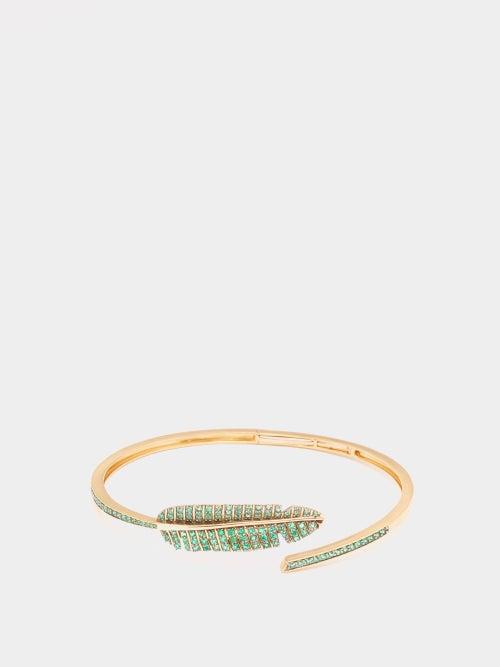 Jade Jagger - Paradisica Emerald & 18kt Gold Bangle - Womens - Green Multi
