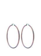 Matchesfashion.com Lynn Ban - Iridescent Rhodium Plated Hoop Earrings - Womens - Multi