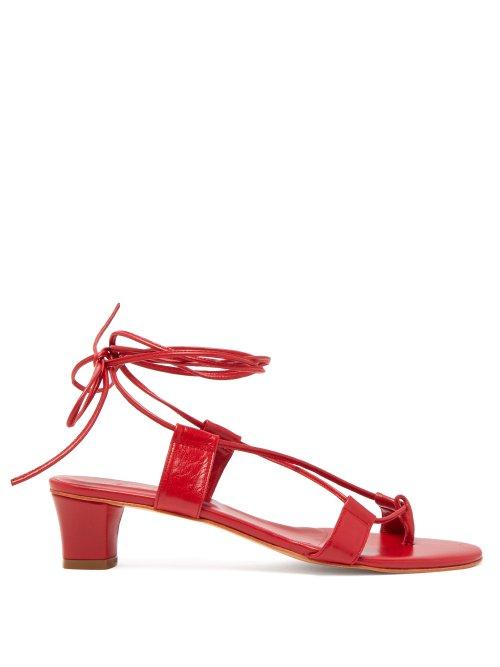 Matchesfashion.com Martiniano - Pavone Wrap Tie Leather Sandals - Womens - Red