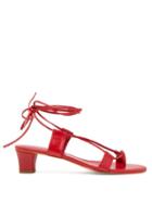 Matchesfashion.com Martiniano - Pavone Wrap Tie Leather Sandals - Womens - Red