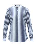 Sbline - Stand-collar Cotton-poplin Shirt - Mens - Blue White