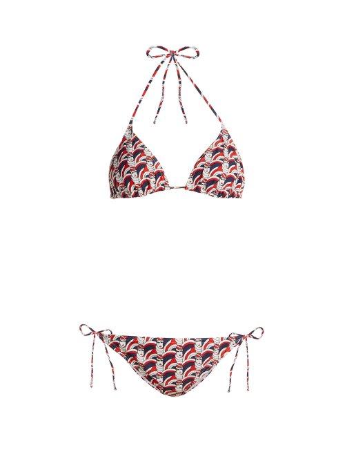 Matchesfashion.com La Doublej - Faccine Print Bikini - Womens - Red Multi
