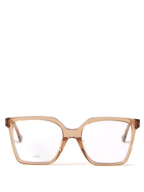 Loewe - Oversized Square Acetate Glasses - Womens - Brown