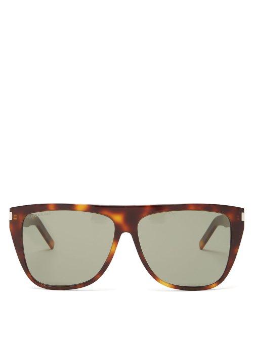 Matchesfashion.com Saint Laurent - New Wave Tortoiseshell Effect Acetate Sunglasses - Womens - Tortoiseshell