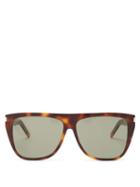 Matchesfashion.com Saint Laurent - New Wave Tortoiseshell Effect Acetate Sunglasses - Womens - Tortoiseshell