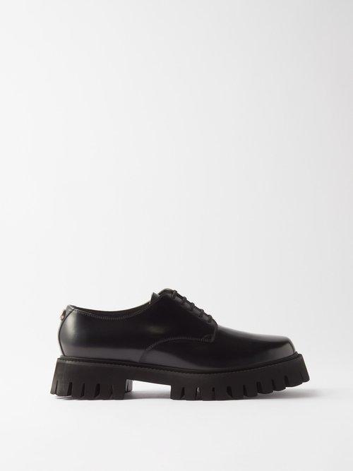 Gucci - Lug-sole Leather Derby Shoes - Mens - Black