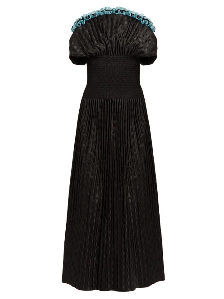 Emilio De La Morena Erika Sleeveless Polka-dot Silk-jacquard Gown