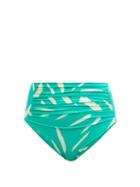 Self-portrait - Brushstroke-print High-rise Bikini Briefs - Womens - Green Print