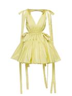 Alexander Mcqueen - Gathered Faille Mini Dress - Womens - Yellow