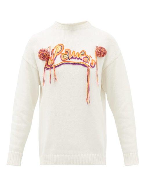 Matchesfashion.com Loewe Paula's Ibiza - Logo-embroidered Cotton-blend Sweater - Womens - Beige