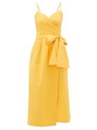 Matchesfashion.com Three Graces London - Martha Belted Cotton-poplin Wrap Dress - Womens - Yellow