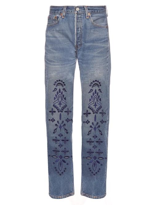 Bliss And Mischief Eyelet Bandana Straight-leg Jeans