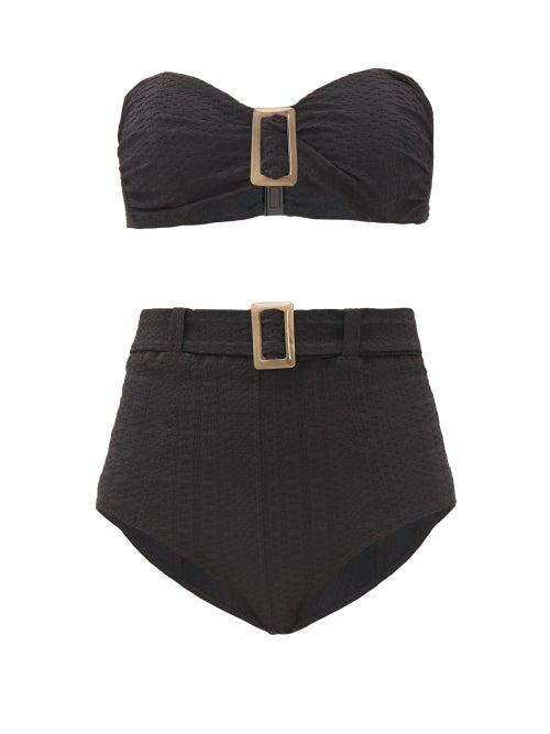 Matchesfashion.com Lisa Marie Fernandez - Buckled Bandeau High-rise Bikini - Womens - Black