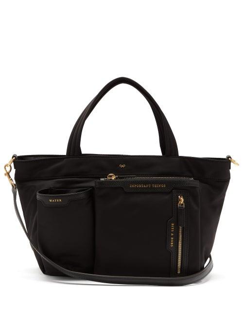 Matchesfashion.com Anya Hindmarch - Multi-pocket Leather-trimmed Tote Bag - Womens - Black