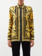 Versace - Baroque-print Silk-twill Shirt - Womens - Yellow Black