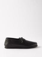 The Row - Grained-leather Deck Shoes - Mens - Black