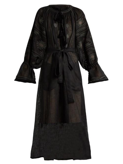 Vita Kin Klim Embroidered Long-sleeved Linen Dress