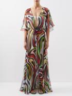 Pucci - Marmo-print Silk Kaftan - Womens - Black Multi