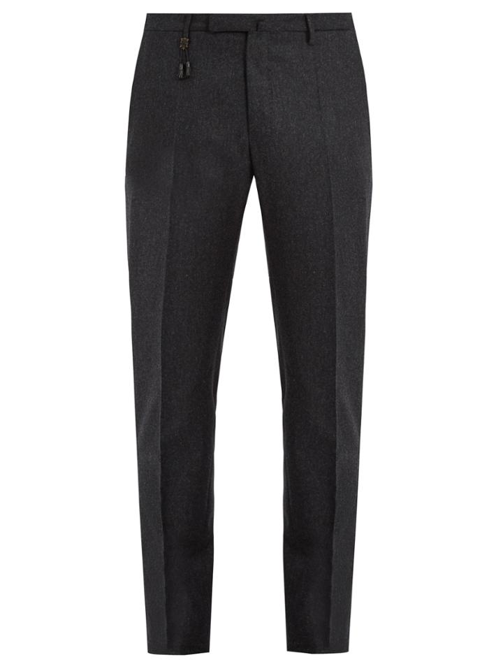 Incotex Mid-rise Slim-leg Flannel-wool Trousers
