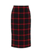 Matchesfashion.com Alessandra Rich - High-rise Checked Tweed Pencil Skirt - Womens - Black Red