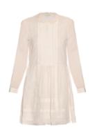 Saint Laurent Lace-panel Pintuck Pleated Dress